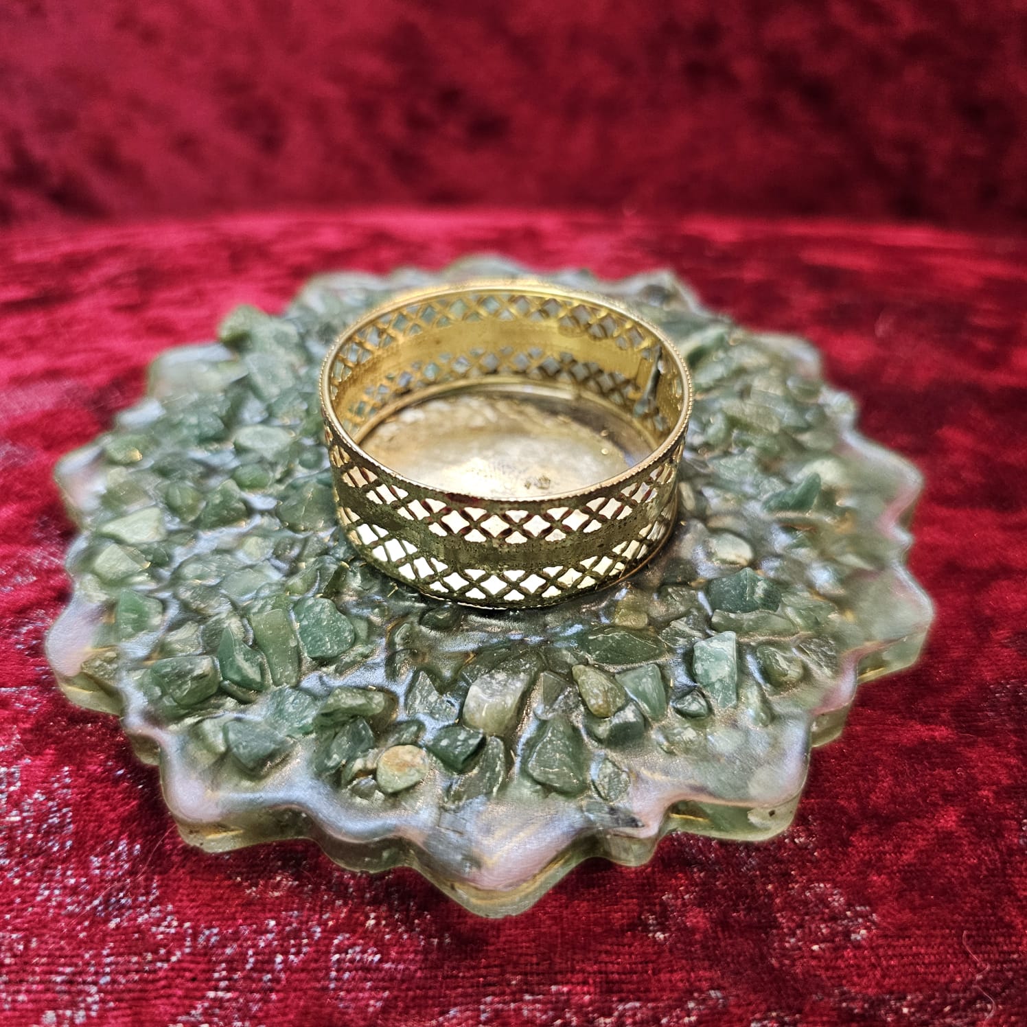 Green Zade Candle Stand New