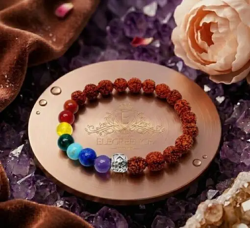 Rudraksha and Chakra Stretch Bracelet.