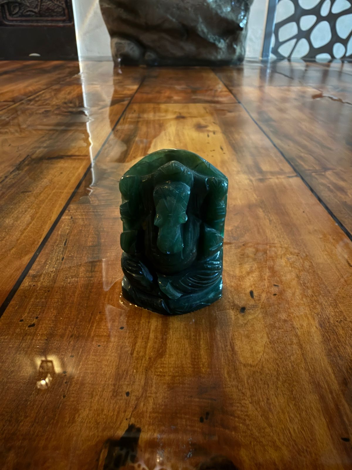 Green Jade Ganesha Idol